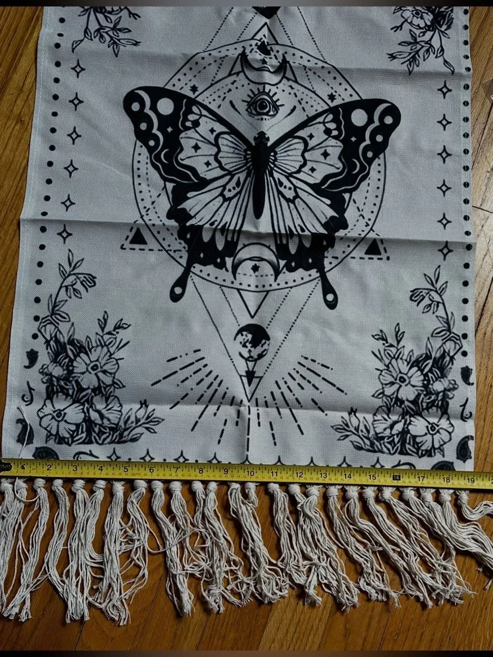 Butterfly celestial fringe Tapestry with Wooden Dowels and Connector